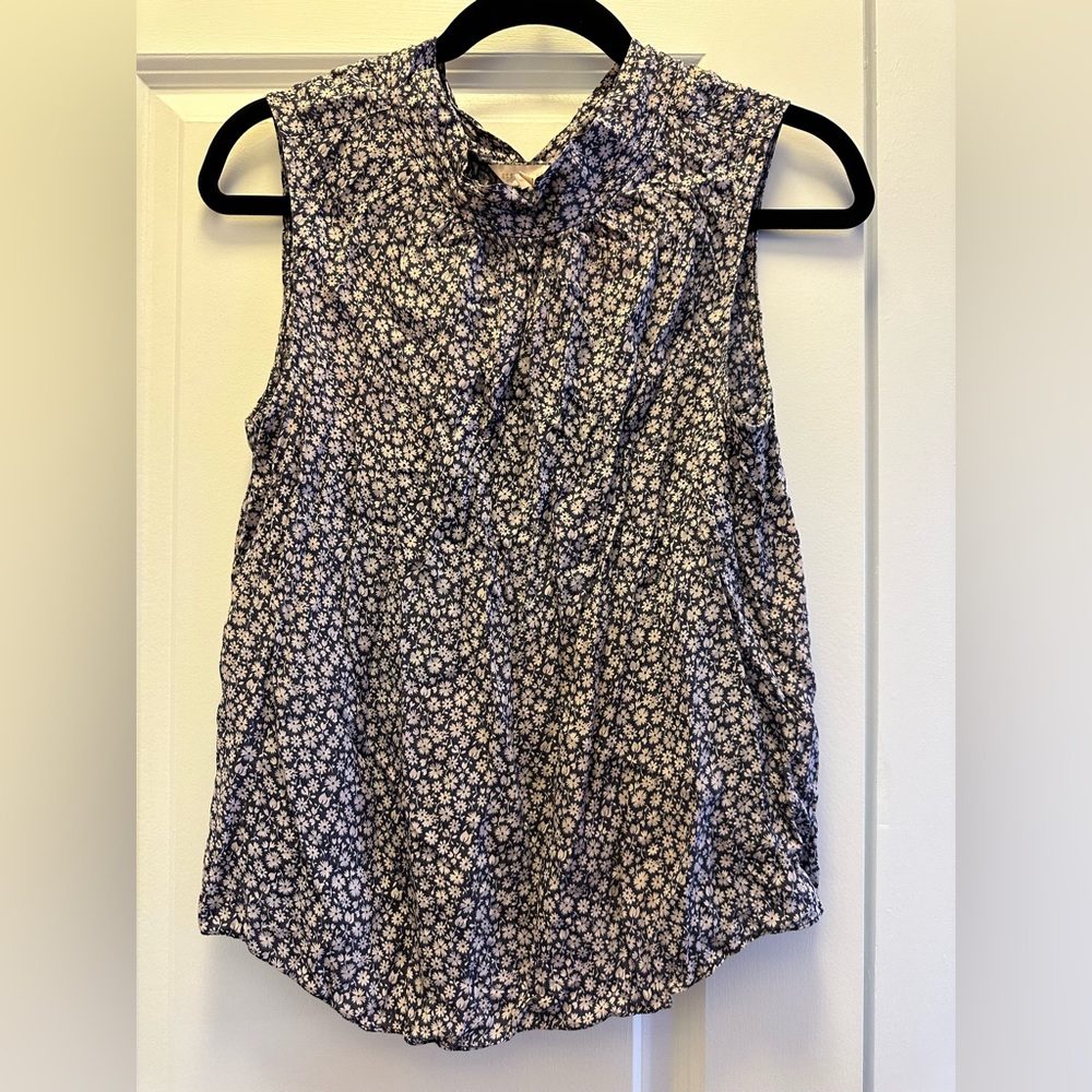 Rebecca Taylor 100% silk floral Sleeveless mock neck top